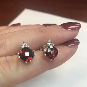 Earrings Garnet And Diamond